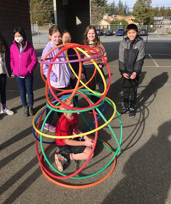 group of kids playing at school