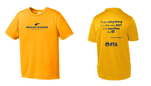 yellow running club shirt front and back short sleeve