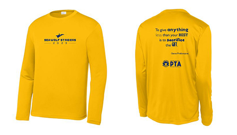 yellow running club shirt front and back long sleeve